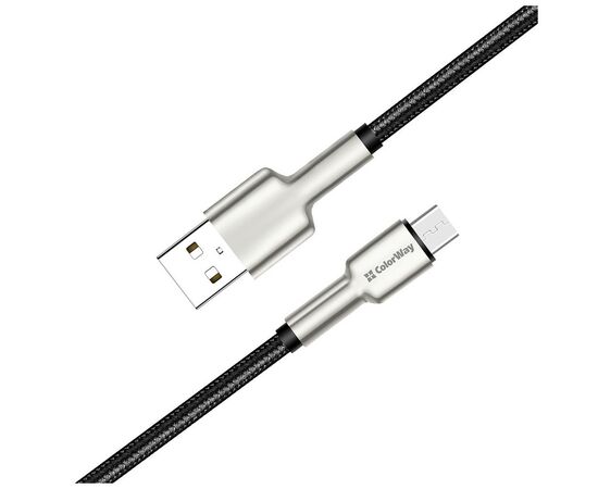 Дата кабель USB 2.0 AM to Micro 5P 1.0m head metal black ColorWay (CW-CBUM046-BK), изображение 3 Дата кабель USB 2.0 AM to Micro 5P 1.0m head metal black ColorWay (CW-CBUM046-BK), изображение 3