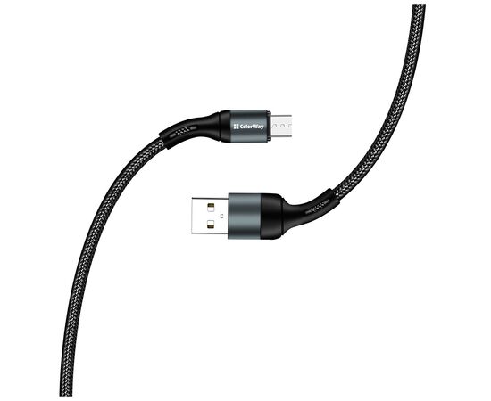 Дата кабель USB 2.0 AM to Micro 5P 1.0m nylon black ColorWay (CW-CBUM045-BK), изображение 6 Дата кабель USB 2.0 AM to Micro 5P 1.0m nylon black ColorWay (CW-CBUM045-BK), изображение 6