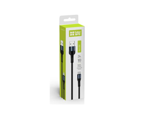 Дата кабель USB 2.0 AM to Micro 5P 1.0m nylon black ColorWay (CW-CBUM045-BK), изображение 7 Дата кабель USB 2.0 AM to Micro 5P 1.0m nylon black ColorWay (CW-CBUM045-BK), изображение 7