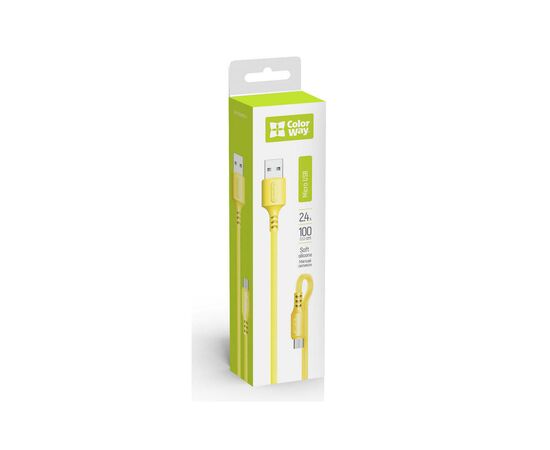 Дата кабель USB 2.0 AM to Micro 5P 1.0m soft silicone yellow ColorWay (CW-CBUM043-Y), изображение 2 Дата кабель USB 2.0 AM to Micro 5P 1.0m soft silicone yellow ColorWay (CW-CBUM043-Y), изображение 2