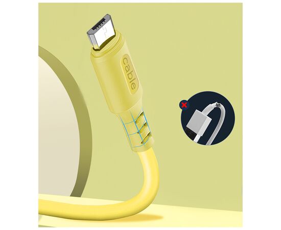 Дата кабель USB 2.0 AM to Micro 5P 1.0m soft silicone yellow ColorWay (CW-CBUM043-Y), изображение 3 Дата кабель USB 2.0 AM to Micro 5P 1.0m soft silicone yellow ColorWay (CW-CBUM043-Y), изображение 3