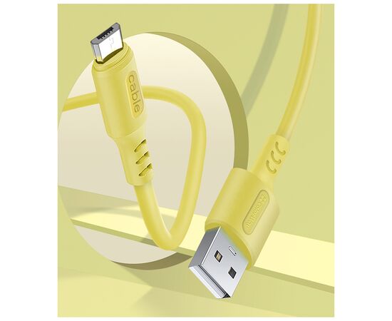 Дата кабель USB 2.0 AM to Micro 5P 1.0m soft silicone yellow ColorWay (CW-CBUM043-Y), изображение 5 Дата кабель USB 2.0 AM to Micro 5P 1.0m soft silicone yellow ColorWay (CW-CBUM043-Y), изображение 5