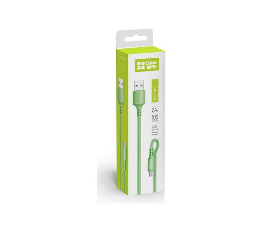 Дата кабель USB 2.0 AM to Micro 5P 1.0m soft silicone green ColorWay (CW-CBUM042-GR), изображение 2 Дата кабель USB 2.0 AM to Micro 5P 1.0m soft silicone green ColorWay (CW-CBUM042-GR), изображение 2