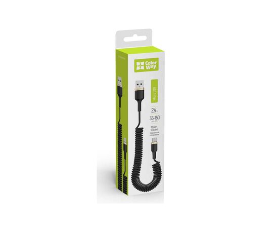 Дата кабель USB 2.0 AM to Micro 5P 1.0m spiral black ColorWay (CW-CBUM051-BK), изображение 4 Дата кабель USB 2.0 AM to Micro 5P 1.0m spiral black ColorWay (CW-CBUM051-BK), изображение 4