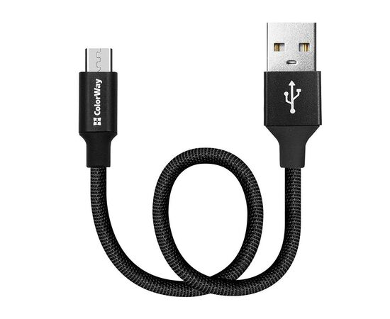 Дата кабель USB 2.0 AM to Micro 5P 0.25m black ColorWay (CW-CBUM048-BK)