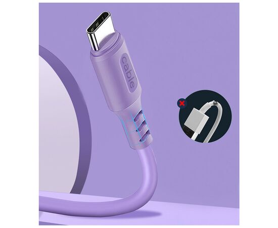 Дата кабель USB 2.0 AM to Type-C 1.0m soft silicone violet ColorWay (CW-CBUC044-PU), изображение 3 Дата кабель USB 2.0 AM to Type-C 1.0m soft silicone violet ColorWay (CW-CBUC044-PU), изображение 3