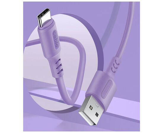 Дата кабель USB 2.0 AM to Type-C 1.0m soft silicone violet ColorWay (CW-CBUC044-PU), изображение 4 Дата кабель USB 2.0 AM to Type-C 1.0m soft silicone violet ColorWay (CW-CBUC044-PU), изображение 4