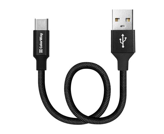 Дата кабель USB 2.0 AM to Type-C 0.25m black ColorWay (CW-CBUC048-BK)