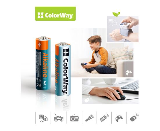 Батарейка ColorWay AA LR6 Alkaline Power (щелочные) * 24 plastic box (CW-BALR06-24PB), изображение 3 Батарейка ColorWay AA LR6 Alkaline Power (щелочные) * 24 plastic box (CW-BALR06-24PB), изображение 3