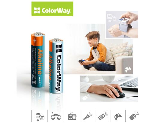Батарейка ColorWay AAA LR03 Alkaline Power (щелочные) * 24шт plastic box (CW-BALR03-24PB), изображение 3 Батарейка ColorWay AAA LR03 Alkaline Power (щелочные) * 24шт plastic box (CW-BALR03-24PB), изображение 3