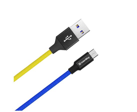 Дата кабель USB 2.0 AM to Micro 5P 1.0m National ColorWay (CW-CBUM052-BLY), изображение 2 Дата кабель USB 2.0 AM to Micro 5P 1.0m National ColorWay (CW-CBUM052-BLY), изображение 2