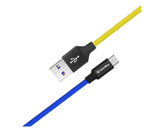 Дата кабель USB 2.0 AM to Micro 5P 1.0m National ColorWay (CW-CBUM052-BLY), изображение 3 Дата кабель USB 2.0 AM to Micro 5P 1.0m National ColorWay (CW-CBUM052-BLY), изображение 3
