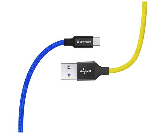 Дата кабель USB 2.0 AM to Micro 5P 1.0m National ColorWay (CW-CBUM052-BLY), изображение 4 Дата кабель USB 2.0 AM to Micro 5P 1.0m National ColorWay (CW-CBUM052-BLY), изображение 4