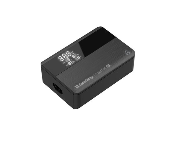 Зарядное устройство ColorWay Power Delivery (2USB-A + 2USB TYPE-C) (65W) black (CW-CHS040PD-BK), изображение 2 Зарядное устройство ColorWay Power Delivery (2USB-A + 2USB TYPE-C) (65W) black (CW-CHS040PD-BK), изображение 2