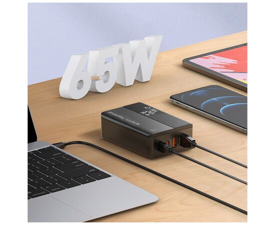 Зарядное устройство ColorWay Power Delivery (2USB-A + 2USB TYPE-C) (65W) black (CW-CHS040PD-BK), изображение 5 Зарядное устройство ColorWay Power Delivery (2USB-A + 2USB TYPE-C) (65W) black (CW-CHS040PD-BK), изображение 5
