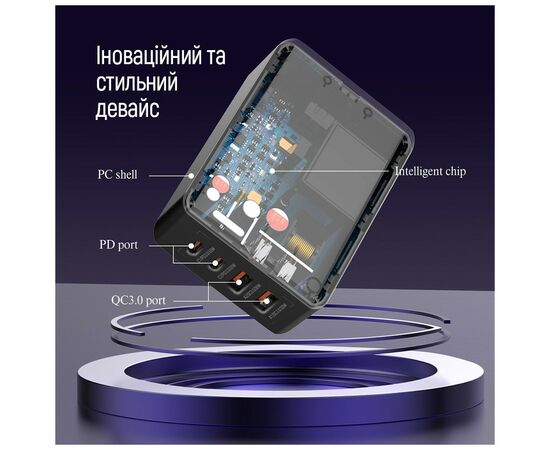 Зарядное устройство ColorWay Power Delivery (2USB-A + 2USB TYPE-C) (65W) black (CW-CHS040PD-BK), изображение 8 Зарядное устройство ColorWay Power Delivery (2USB-A + 2USB TYPE-C) (65W) black (CW-CHS040PD-BK), изображение 8