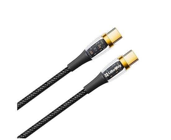 Дата кабель USB-C to USB-C 1.2m 5A 100W transparent head ColorWay (CW-CBPDCC053-BK), изображение 2 Дата кабель USB-C to USB-C 1.2m 5A 100W transparent head ColorWay (CW-CBPDCC053-BK), изображение 2