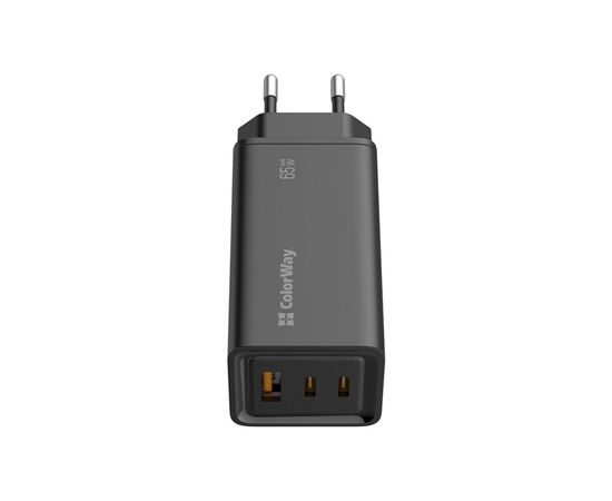 Зарядное устройство ColorWay GaN3 Pro Power Delivery (USB-A + 2 USB TYPE-C) (65W) (CW-CHS039PD-BK), изображение 3 Зарядное устройство ColorWay GaN3 Pro Power Delivery (USB-A + 2 USB TYPE-C) (65W) (CW-CHS039PD-BK), изображение 3