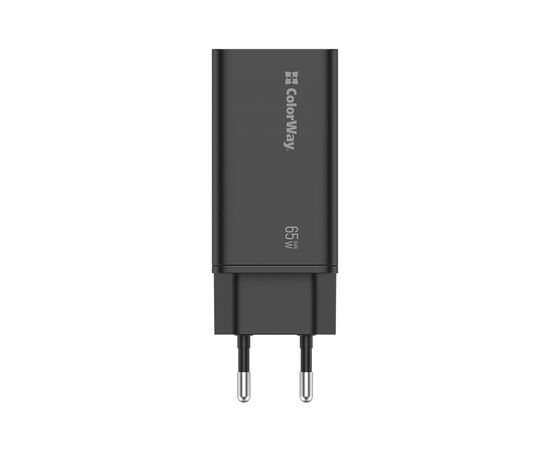 Зарядное устройство ColorWay GaN3 Pro Power Delivery (USB-A + 2 USB TYPE-C) (65W) (CW-CHS039PD-BK), изображение 7 Зарядное устройство ColorWay GaN3 Pro Power Delivery (USB-A + 2 USB TYPE-C) (65W) (CW-CHS039PD-BK), изображение 7