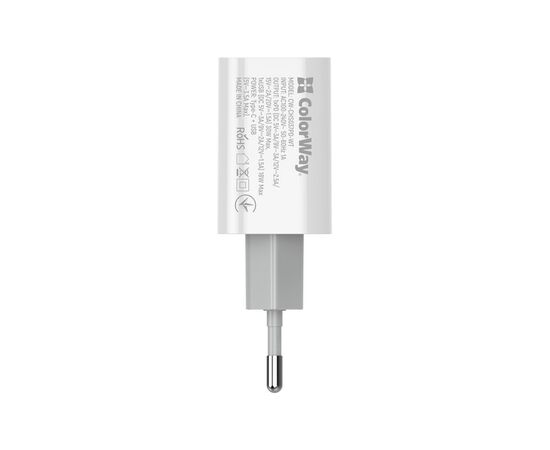 Зарядное устройство ColorWay PD Port PPS USB (Type-C PD + USB QC3.0) (30W) (CW-CHS037PD-WT), изображение 4 Зарядное устройство ColorWay PD Port PPS USB (Type-C PD + USB QC3.0) (30W) (CW-CHS037PD-WT), изображение 4