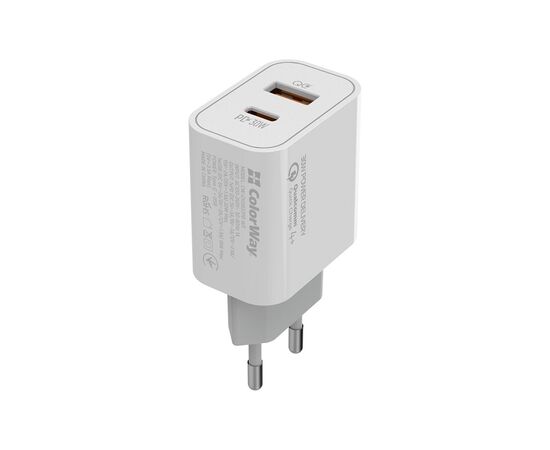 Зарядное устройство ColorWay PD Port PPS USB (Type-C PD + USB QC3.0) (30W) (CW-CHS037PD-WT), изображение 8 Зарядное устройство ColorWay PD Port PPS USB (Type-C PD + USB QC3.0) (30W) (CW-CHS037PD-WT), изображение 8