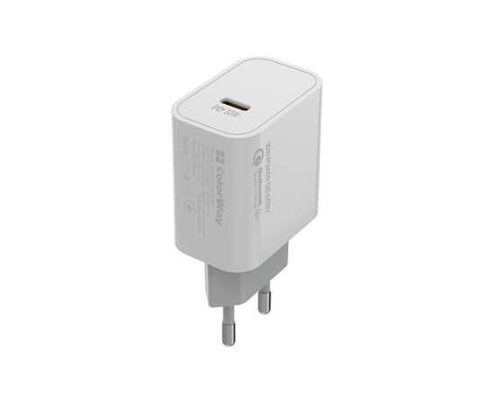Зарядний пристрій ColorWay PD Port PPS USB Type-C (30W) white (CW-CHS038PD-WT)