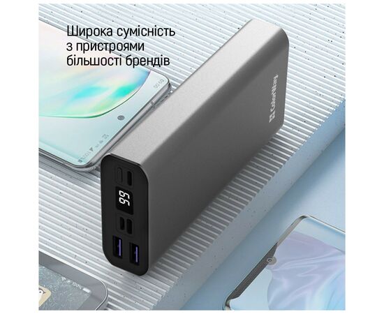 Батарея универсальная ColorWay 20 000 mAh PD/20W, QC/3.0, USB-C/Micro-USB/Lightning/USB-A max.22.5W Gray (CW-PB200LPH3GR-PDD), изображение 12 Батарея универсальная ColorWay 20 000 mAh PD/20W, QC/3.0, USB-C/Micro-USB/Lightning/USB-A max.22.5W Gray (CW-PB200LPH3GR-PDD), изображение 12
