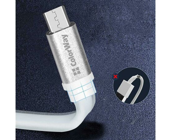 Дата кабель USB 2.0 AM to Micro 5P 0.25m white ColorWay (CW-CBUM-MUM25W), изображение 7 Дата кабель USB 2.0 AM to Micro 5P 0.25m white ColorWay (CW-CBUM-MUM25W), изображение 7