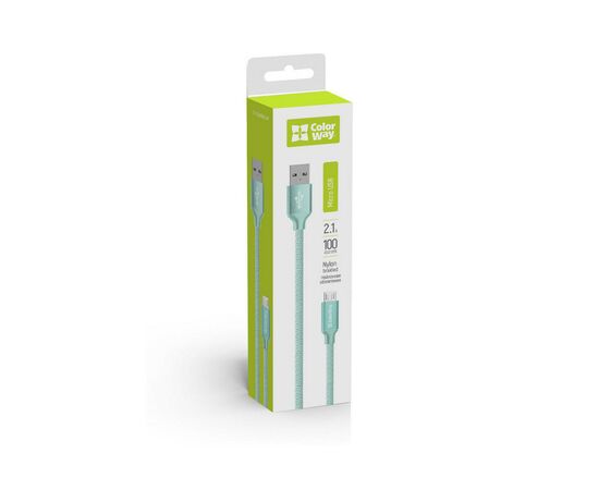 Дата кабель USB 2.0 AM to Micro 5P 1.0m mint ColorWay (CW-CBUM002-MT), изображение 3 Дата кабель USB 2.0 AM to Micro 5P 1.0m mint ColorWay (CW-CBUM002-MT), изображение 3