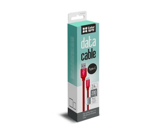 Дата кабель USB 2.0 AM to Type-C 2.0m red ColorWay (CW-CBUC008-RD), изображение 4 Дата кабель USB 2.0 AM to Type-C 2.0m red ColorWay (CW-CBUC008-RD), изображение 4
