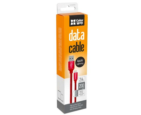 Дата кабель USB 2.0 AM to Lightning 2.0m red ColorWay (CW-CBUL007-RD), изображение 4 Дата кабель USB 2.0 AM to Lightning 2.0m red ColorWay (CW-CBUL007-RD), изображение 4