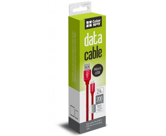 Дата кабель USB 2.0 AM to Micro 5P 2.0m red ColorWay (CW-CBUM009-RD), изображение 4 Дата кабель USB 2.0 AM to Micro 5P 2.0m red ColorWay (CW-CBUM009-RD), изображение 4