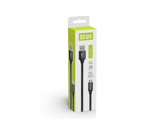 Дата кабель USB 2.0 AM to Micro 5P 2.0m black ColorWay (CW-CBUM009-BK), изображение 4 Дата кабель USB 2.0 AM to Micro 5P 2.0m black ColorWay (CW-CBUM009-BK), изображение 4