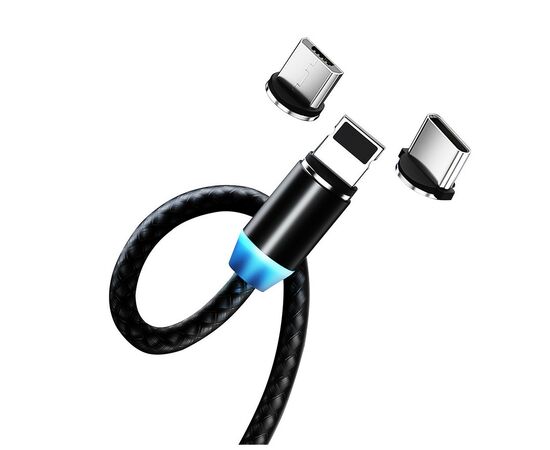 Дата кабель USB 3в1 (Lightning+MicroUSB+Type-C) Magnet only charge ColorWay (CW-CBUU020-BK), изображение 5 Дата кабель USB 3в1 (Lightning+MicroUSB+Type-C) Magnet only charge ColorWay (CW-CBUU020-BK), изображение 5