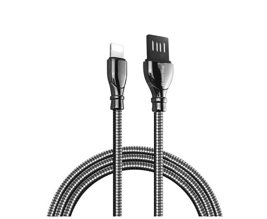 Дата кабель USB 2.0 AM to Lightning 1.0m metal spring black ColorWay (CW-CBUL013-BK)