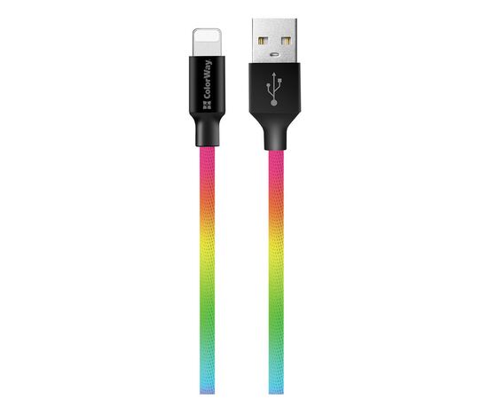Дата кабель USB 2.0 AM to Lightning 1.0m multicolor ColorWay (CW-CBUL016-MC), изображение 2 Дата кабель USB 2.0 AM to Lightning 1.0m multicolor ColorWay (CW-CBUL016-MC), изображение 2