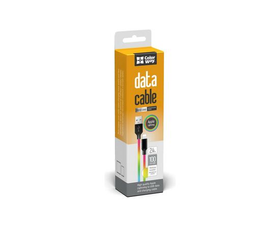 Дата кабель USB 2.0 AM to Lightning 1.0m multicolor ColorWay (CW-CBUL016-MC), изображение 3 Дата кабель USB 2.0 AM to Lightning 1.0m multicolor ColorWay (CW-CBUL016-MC), изображение 3