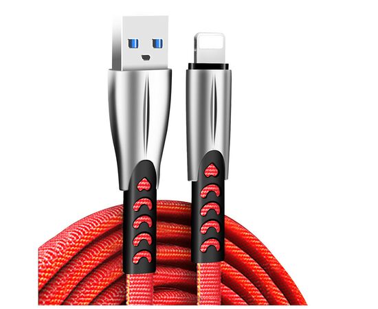 Дата кабель USB 2.0 AM to Lightning 1.0m zinc alloy red ColorWay (CW-CBUL010-RD)