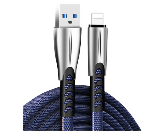 Дата кабель USB 2.0 AM to Lightning 1.0m zinc alloy blue ColorWay (CW-CBUL010-BL)