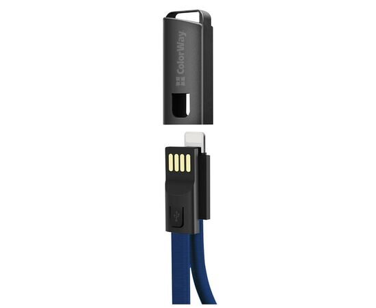 Дата кабель USB 2.0 AM to Lightning 0.22m blue ColorWay (CW-CBUL021-BL), изображение 2 Дата кабель USB 2.0 AM to Lightning 0.22m blue ColorWay (CW-CBUL021-BL), изображение 2