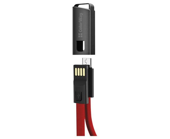 Дата кабель USB 2.0 AM to Micro 5P 0.22m red ColorWay (CW-CBUM022-RD), изображение 3 Дата кабель USB 2.0 AM to Micro 5P 0.22m red ColorWay (CW-CBUM022-RD), изображение 3