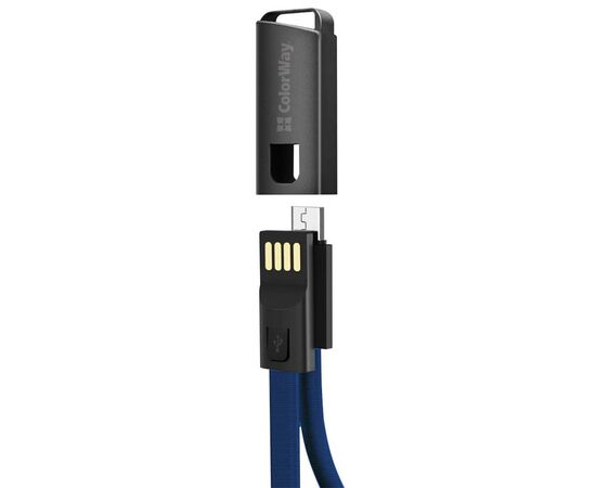 Дата кабель USB 2.0 AM to Micro 5P 0.22m blue ColorWay (CW-CBUM022-BL), изображение 2 Дата кабель USB 2.0 AM to Micro 5P 0.22m blue ColorWay (CW-CBUM022-BL), изображение 2