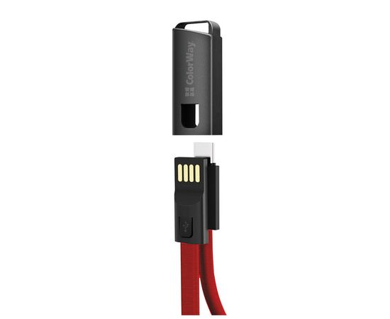 Дата кабель USB 2.0 AM to Type-C 0.22m red ColorWay (CW-CBUC023-RD), изображение 2 Дата кабель USB 2.0 AM to Type-C 0.22m red ColorWay (CW-CBUC023-RD), изображение 2