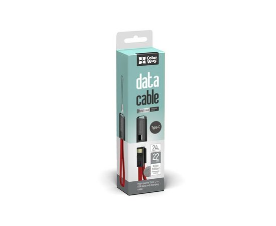 Дата кабель USB 2.0 AM to Type-C 0.22m red ColorWay (CW-CBUC023-RD), изображение 4 Дата кабель USB 2.0 AM to Type-C 0.22m red ColorWay (CW-CBUC023-RD), изображение 4