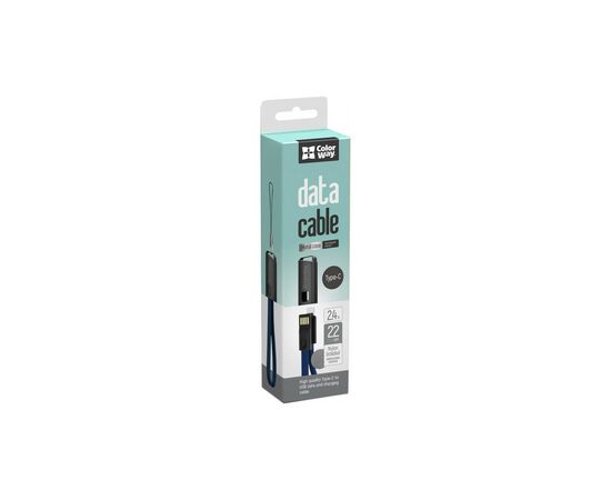 Дата кабель USB 2.0 AM to Type-C 0.22m blue ColorWay (CW-CBUC023-BL), изображение 4 Дата кабель USB 2.0 AM to Type-C 0.22m blue ColorWay (CW-CBUC023-BL), изображение 4