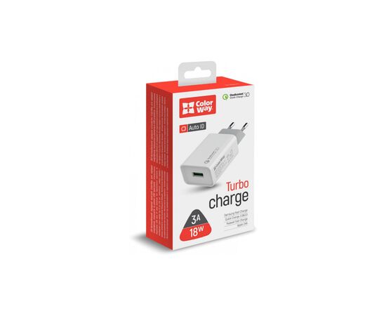 Зарядное устройство ColorWay 1USB Quick Charge 3.0 (18W) (CW-CHS013Q-WT), изображение 4 Зарядное устройство ColorWay 1USB Quick Charge 3.0 (18W) (CW-CHS013Q-WT), изображение 4