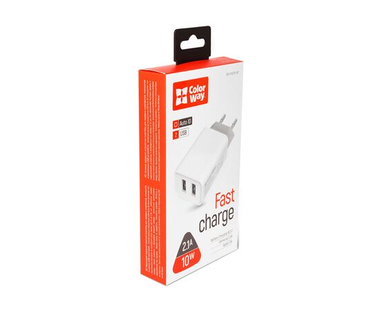 Зарядное устройство ColorWay 2USB AUTO ID 2.1A (10W) (CW-CHS015-WT), изображение 8 Зарядное устройство ColorWay 2USB AUTO ID 2.1A (10W) (CW-CHS015-WT), изображение 8