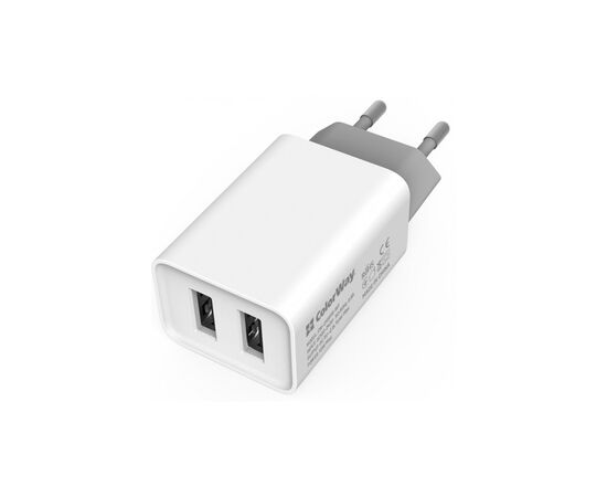 Зарядний пристрій ColorWay 2USB AUTO ID 2.1A (10W) (CW-CHS015-WT)