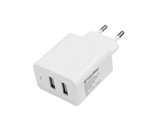 Зарядний пристрій ColorWay 2USB AUTO ID 4.8A (24W) (CW-CHS016-WT)