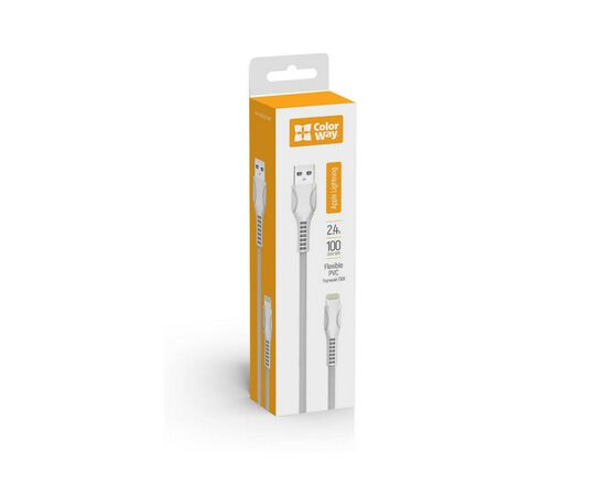 Дата кабель ColorWay USB 2.0 AM to Lightning 1.0m line-drawing white (CW-CBUL027-WH), изображение 3 Дата кабель ColorWay USB 2.0 AM to Lightning 1.0m line-drawing white (CW-CBUL027-WH), изображение 3